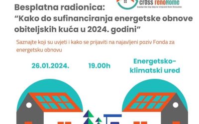 Besplatna radionica: „Kako do sufinanciranja energetske obnove obiteljskih kuća u 2024. godini“