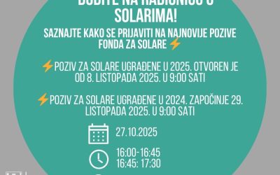 Besplatna informativna radionica: Novi javni pozivi Fonda za sufinanciranje solarnih elektrana